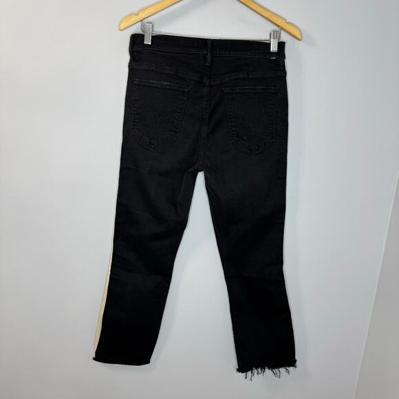 MOTHER Denim Insider Crop Step Fray Black Guilty Racer Jeans High Rise Sz 32 - Picture 11 of 16
